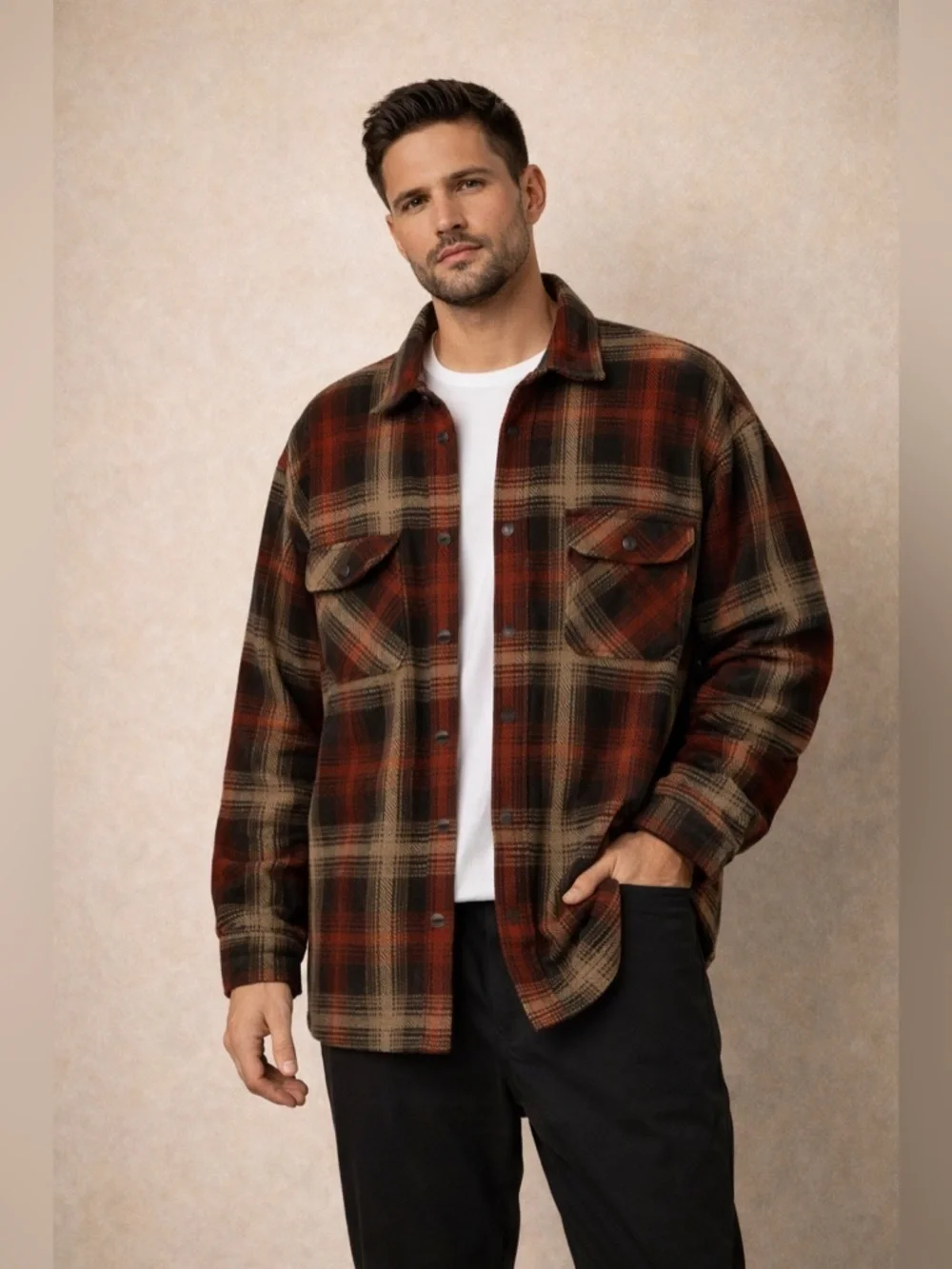 Weatherproof Vintage Men's Size XXL Plaid Fleece Shirt Jacket Button Up